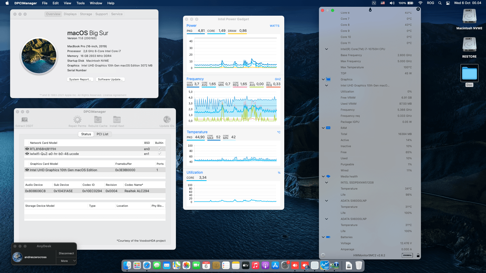 Success Hackintosh macOS Big Sur 11.6 Build 20G165 in ASUS ROG STRIX G15 G512LI-175TB7T
